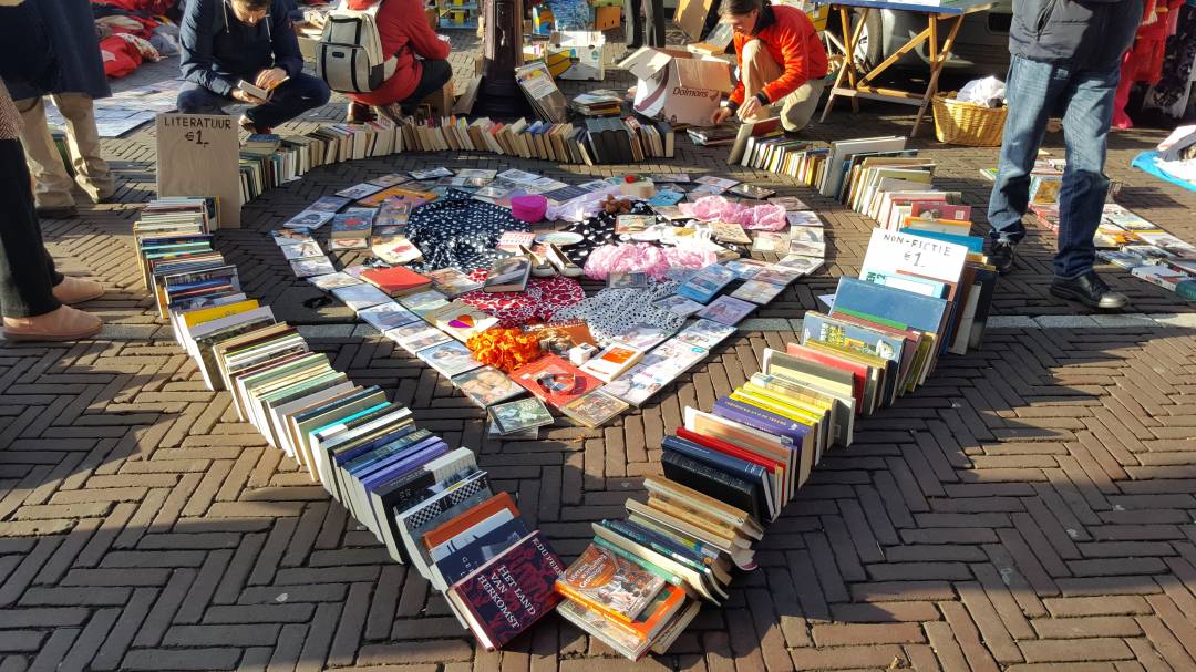 Books For Sale On The Street In The Shape Of A Heart