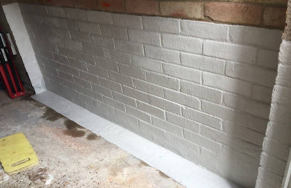 White Painted Garage Wall Waterproofing